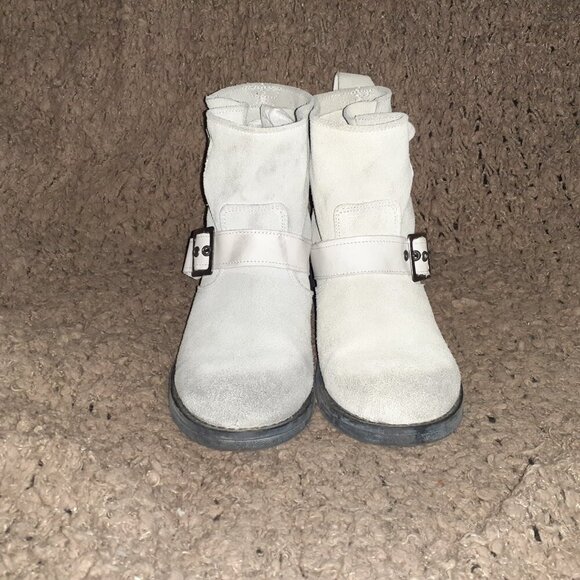 K BY KOOKAI-Distressed Light/Dark Gray Skull Studded Booties-Sz 38-Excellent - Picture 3 of 10